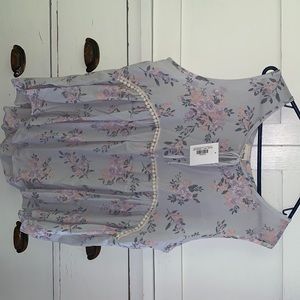 Lilian Dusty Blue Floral Flowy Tank